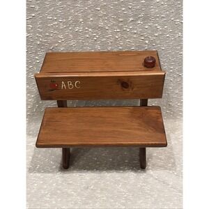 Vintage Wooden Small Desk ABC With Apple 13"height 14" Width
